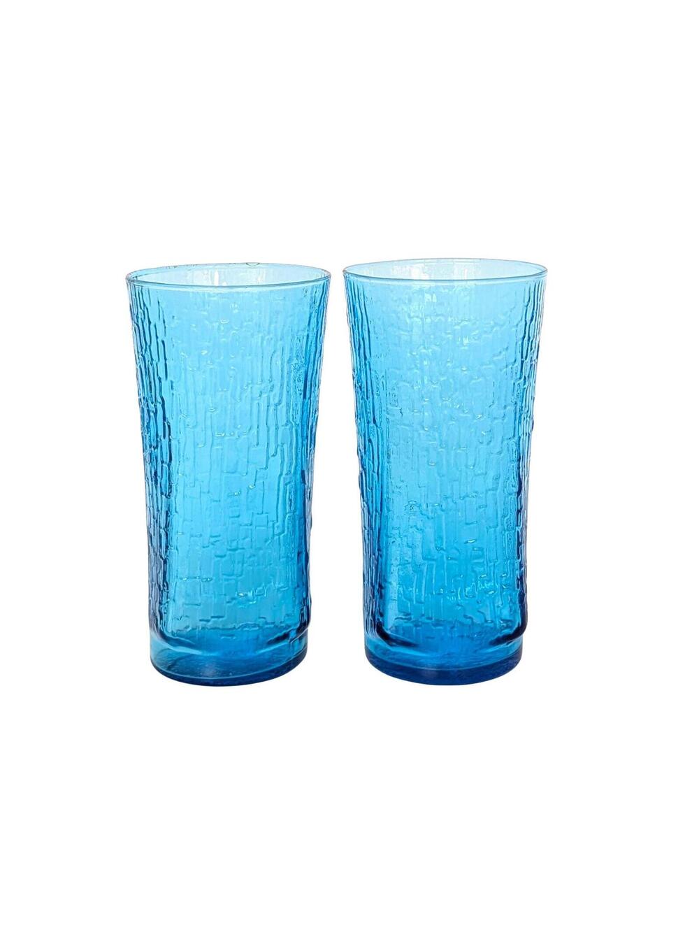 Vintage Laser Blue Anchor Hocking Pagoda Cooler Glasses